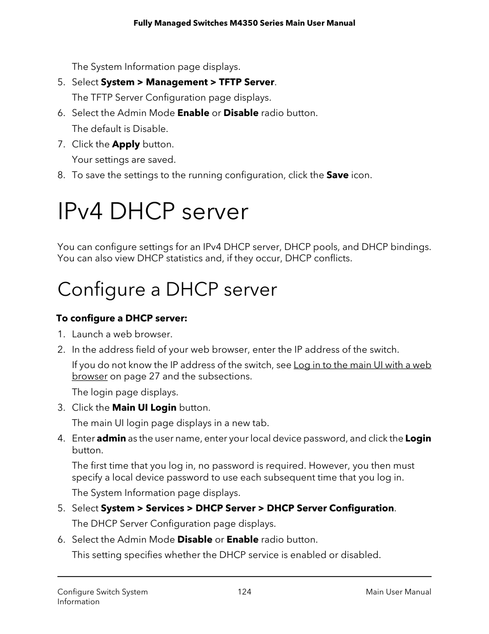 Ipv4 dhcp server, Configure a dhcp server | NETGEAR M4350-24F4V 24-Port 10G SFP+ Managed AV Network Switch User Manual | Page 124 / 971