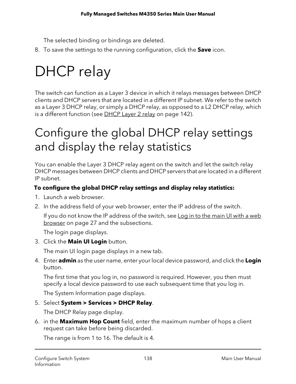 Dhcp relay | NETGEAR M4350-24F4V 24-Port 10G SFP+ Managed AV Network Switch User Manual | Page 138 / 971