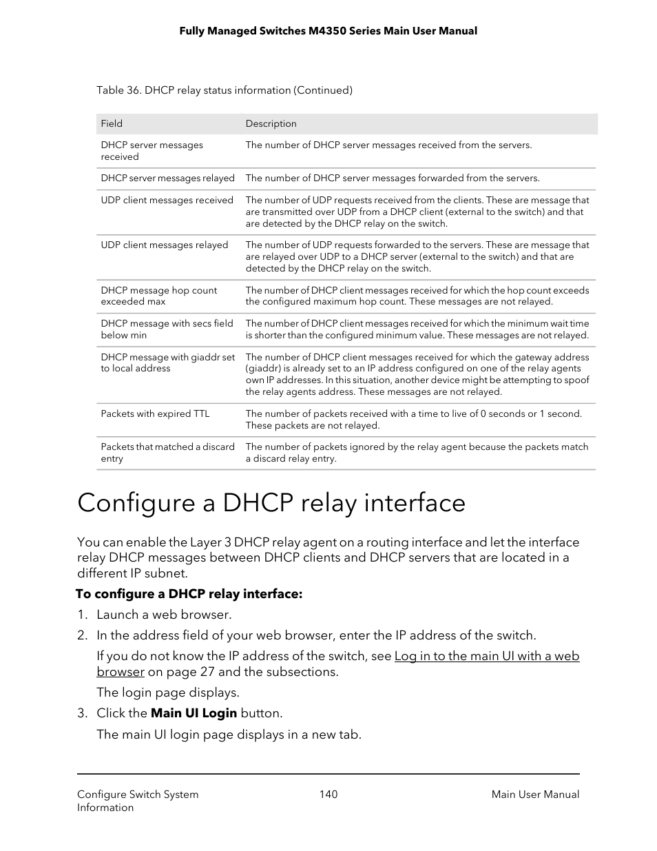 Configure a dhcp relay interface | NETGEAR M4350-24F4V 24-Port 10G SFP+ Managed AV Network Switch User Manual | Page 140 / 971