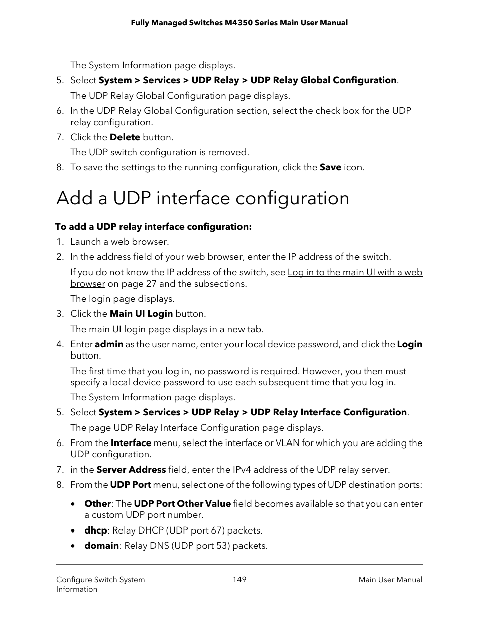 Add a udp interface configuration | NETGEAR M4350-24F4V 24-Port 10G SFP+ Managed AV Network Switch User Manual | Page 149 / 971