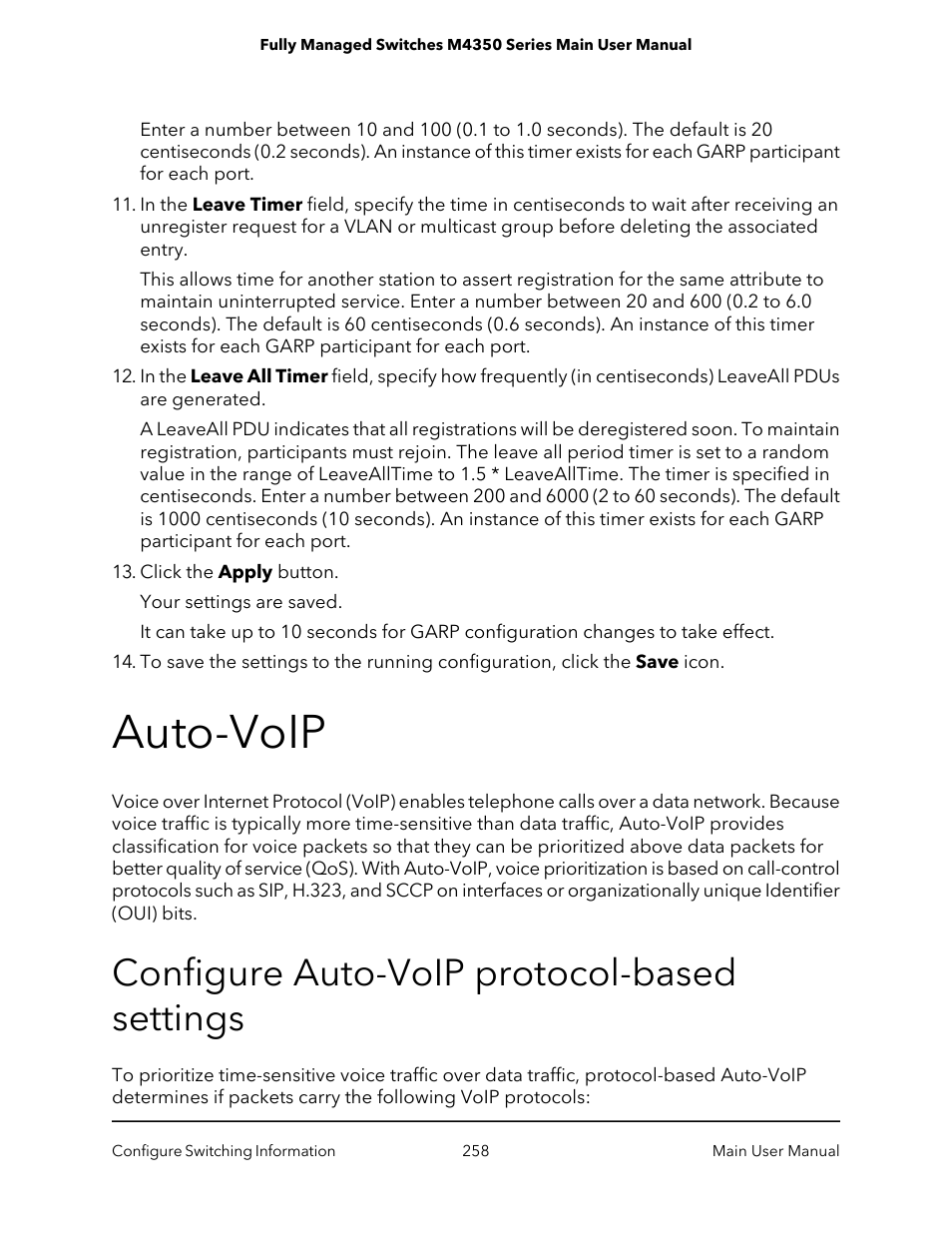 Auto-voip, Configure auto-voip protocol-based settings | NETGEAR M4350-24F4V 24-Port 10G SFP+ Managed AV Network Switch User Manual | Page 258 / 971