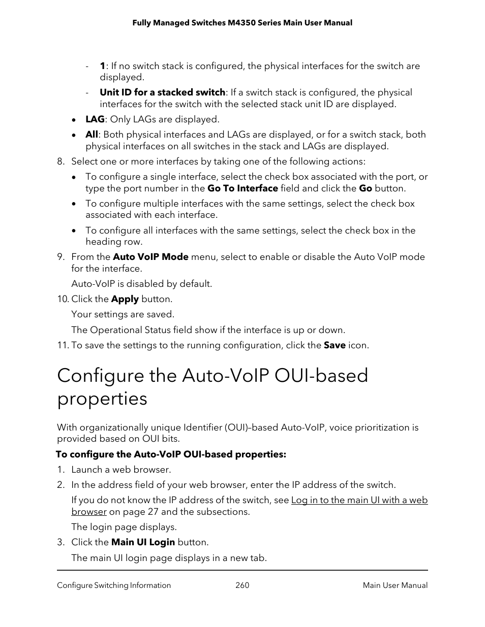 Configure the auto-voip oui-based properties | NETGEAR M4350-24F4V 24-Port 10G SFP+ Managed AV Network Switch User Manual | Page 260 / 971