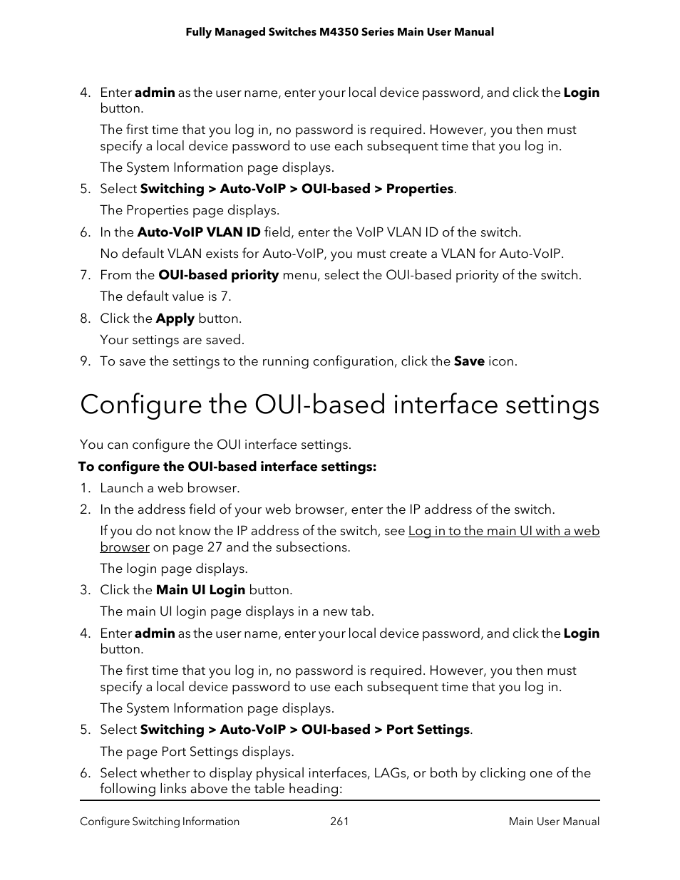 Configure the oui-based interface settings | NETGEAR M4350-24F4V 24-Port 10G SFP+ Managed AV Network Switch User Manual | Page 261 / 971