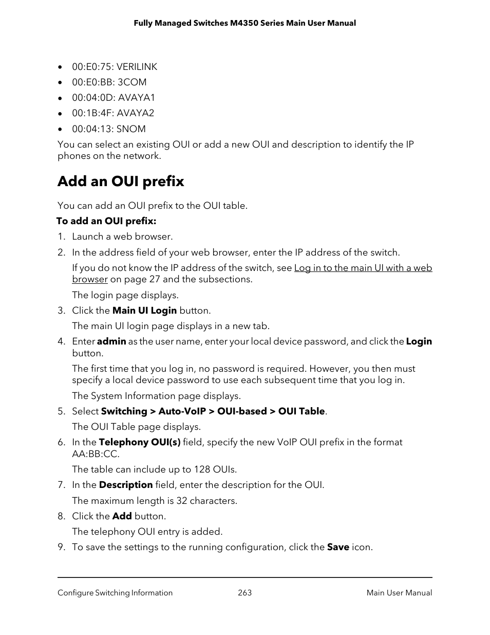 Add an oui prefix | NETGEAR M4350-24F4V 24-Port 10G SFP+ Managed AV Network Switch User Manual | Page 263 / 971