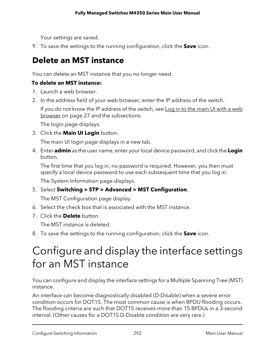 Delete an mst instance | NETGEAR M4350-24F4V 24-Port 10G SFP+ Managed AV Network Switch User Manual | Page 292 / 971