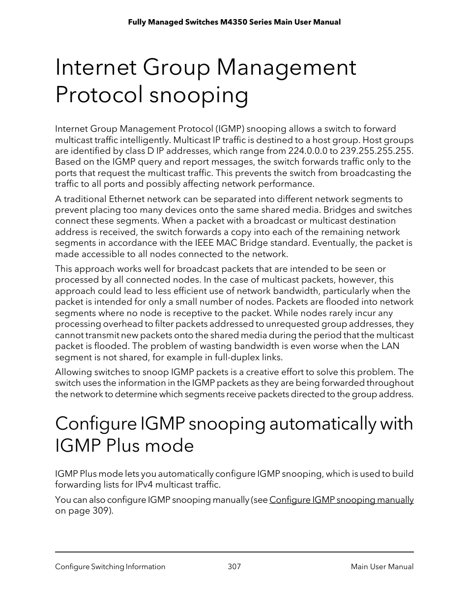 Internet group management protocol snooping | NETGEAR M4350-24F4V 24-Port 10G SFP+ Managed AV Network Switch User Manual | Page 307 / 971