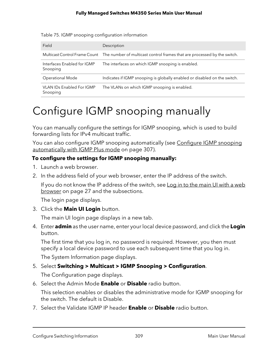 Configure igmp snooping manually | NETGEAR M4350-24F4V 24-Port 10G SFP+ Managed AV Network Switch User Manual | Page 309 / 971