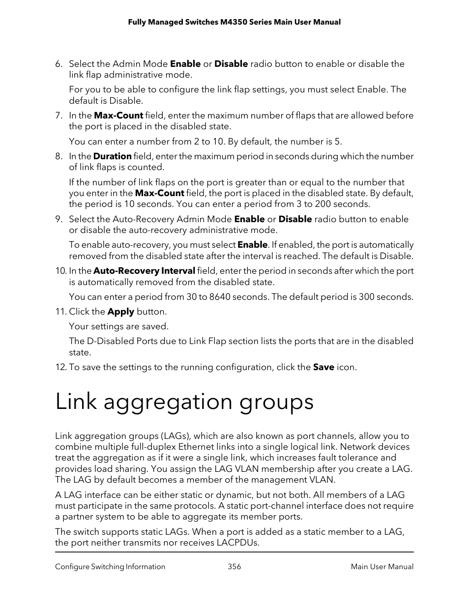 Link aggregation groups | NETGEAR M4350-24F4V 24-Port 10G SFP+ Managed AV Network Switch User Manual | Page 356 / 971