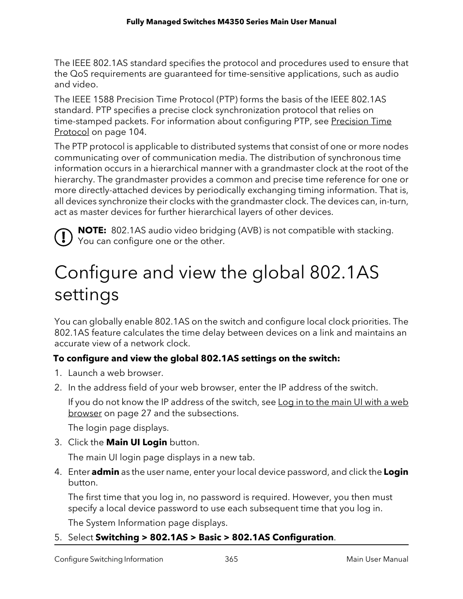 Configure and view the global 802.1as settings | NETGEAR M4350-24F4V 24-Port 10G SFP+ Managed AV Network Switch User Manual | Page 365 / 971