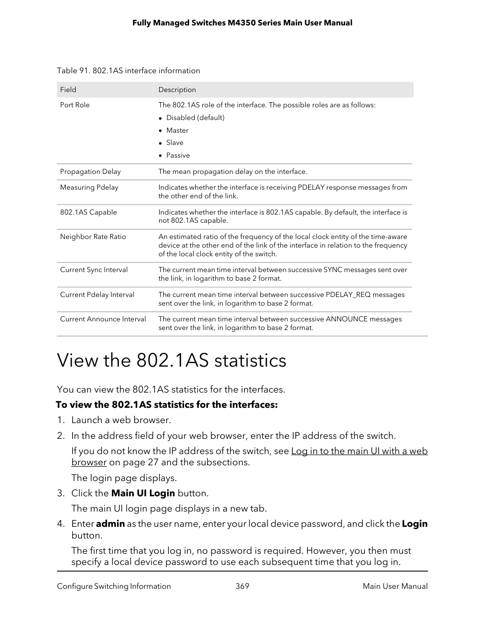 View the 802.1as statistics | NETGEAR M4350-24F4V 24-Port 10G SFP+ Managed AV Network Switch User Manual | Page 369 / 971