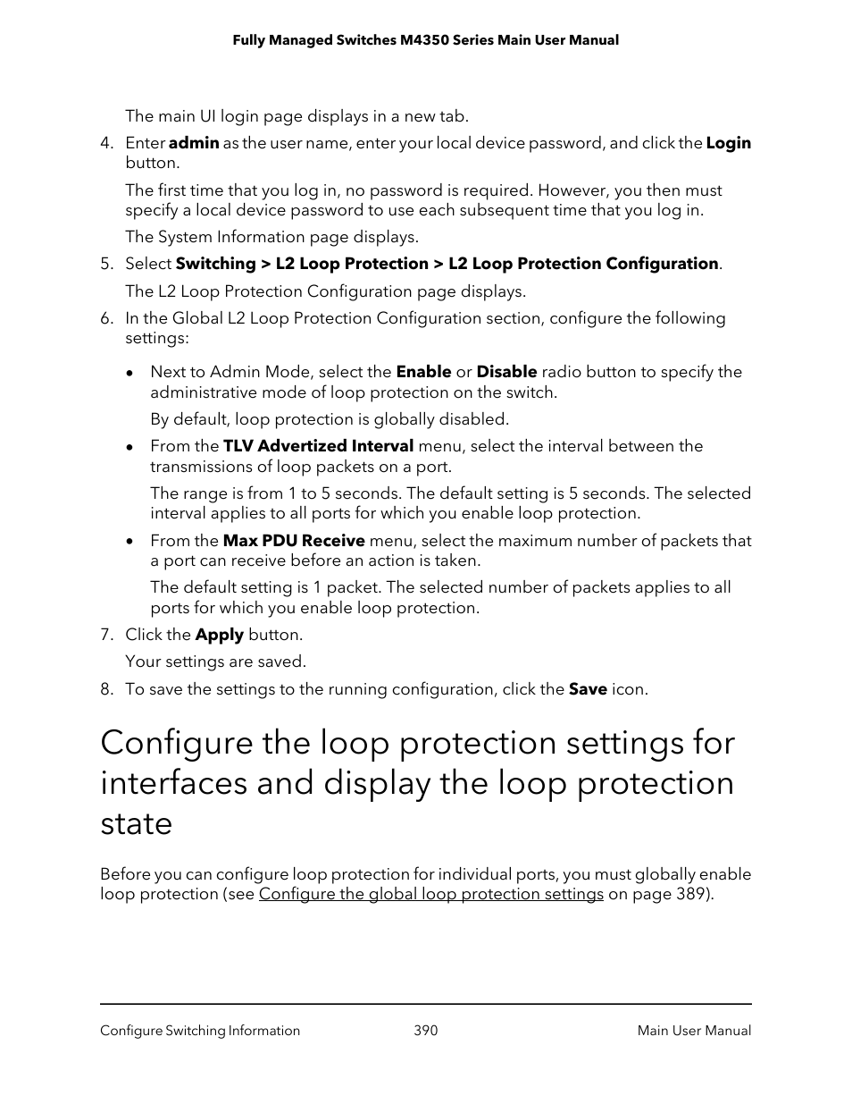 The loop protection state | NETGEAR M4350-24F4V 24-Port 10G SFP+ Managed AV Network Switch User Manual | Page 390 / 971