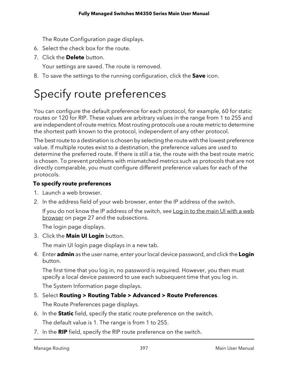 Specify route preferences | NETGEAR M4350-24F4V 24-Port 10G SFP+ Managed AV Network Switch User Manual | Page 397 / 971