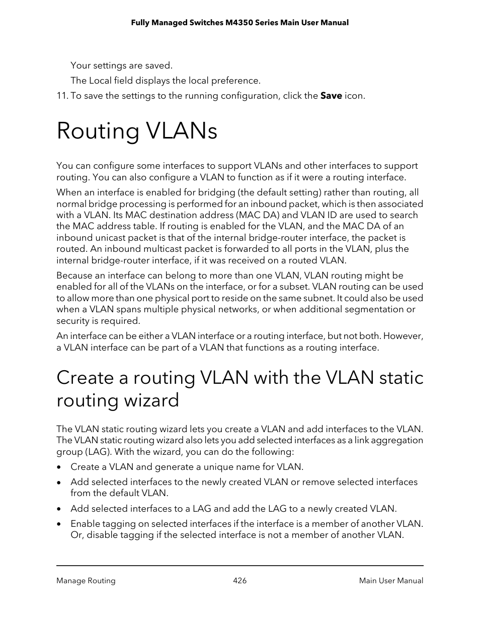 Routing vlans | NETGEAR M4350-24F4V 24-Port 10G SFP+ Managed AV Network Switch User Manual | Page 426 / 971