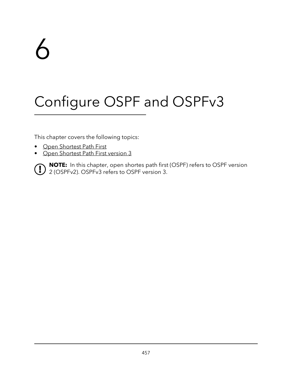 Configure ospf and ospfv3, Chapter 6 configure ospf and ospfv3 | NETGEAR M4350-24F4V 24-Port 10G SFP+ Managed AV Network Switch User Manual | Page 457 / 971