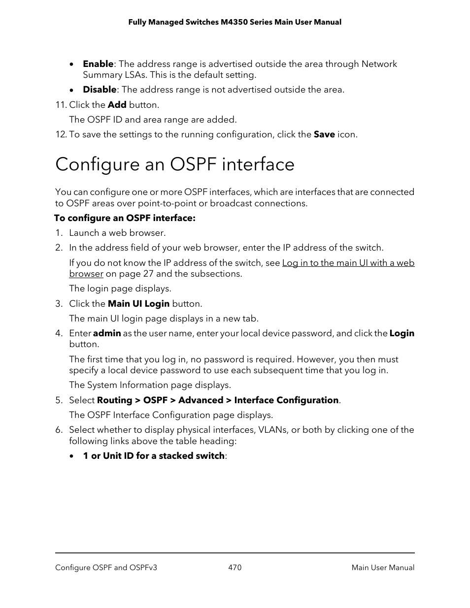 Configure an ospf interface | NETGEAR M4350-24F4V 24-Port 10G SFP+ Managed AV Network Switch User Manual | Page 470 / 971