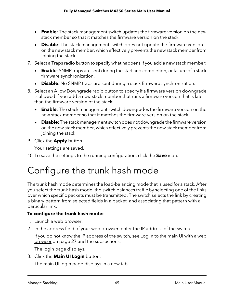 Configure the trunk hash mode | NETGEAR M4350-24F4V 24-Port 10G SFP+ Managed AV Network Switch User Manual | Page 49 / 971