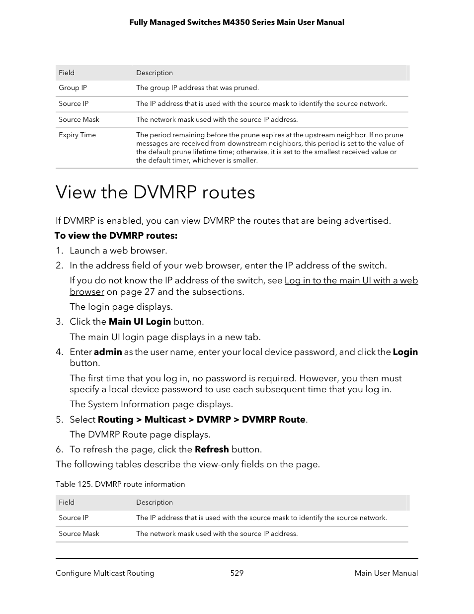 View the dvmrp routes | NETGEAR M4350-24F4V 24-Port 10G SFP+ Managed AV Network Switch User Manual | Page 529 / 971