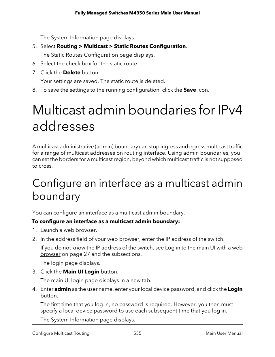 Multicast admin boundaries for ipv4 addresses | NETGEAR M4350-24F4V 24-Port 10G SFP+ Managed AV Network Switch User Manual | Page 555 / 971