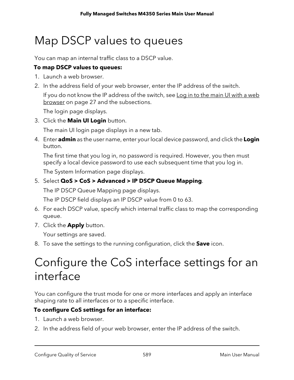 Map dscp values to queues | NETGEAR M4350-24F4V 24-Port 10G SFP+ Managed AV Network Switch User Manual | Page 589 / 971