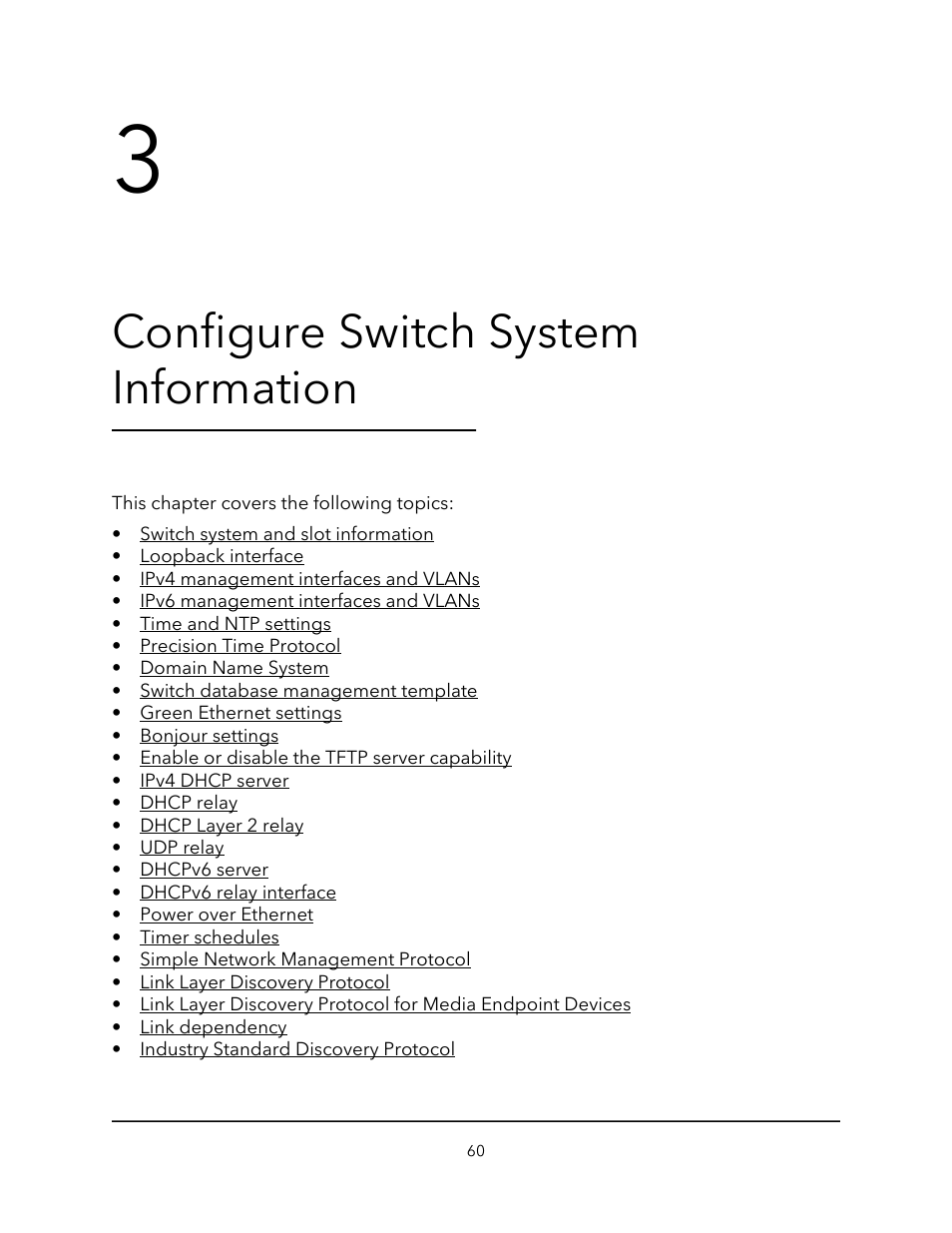 Configure switch system information, Chapter 3 configure switch system information | NETGEAR M4350-24F4V 24-Port 10G SFP+ Managed AV Network Switch User Manual | Page 60 / 971