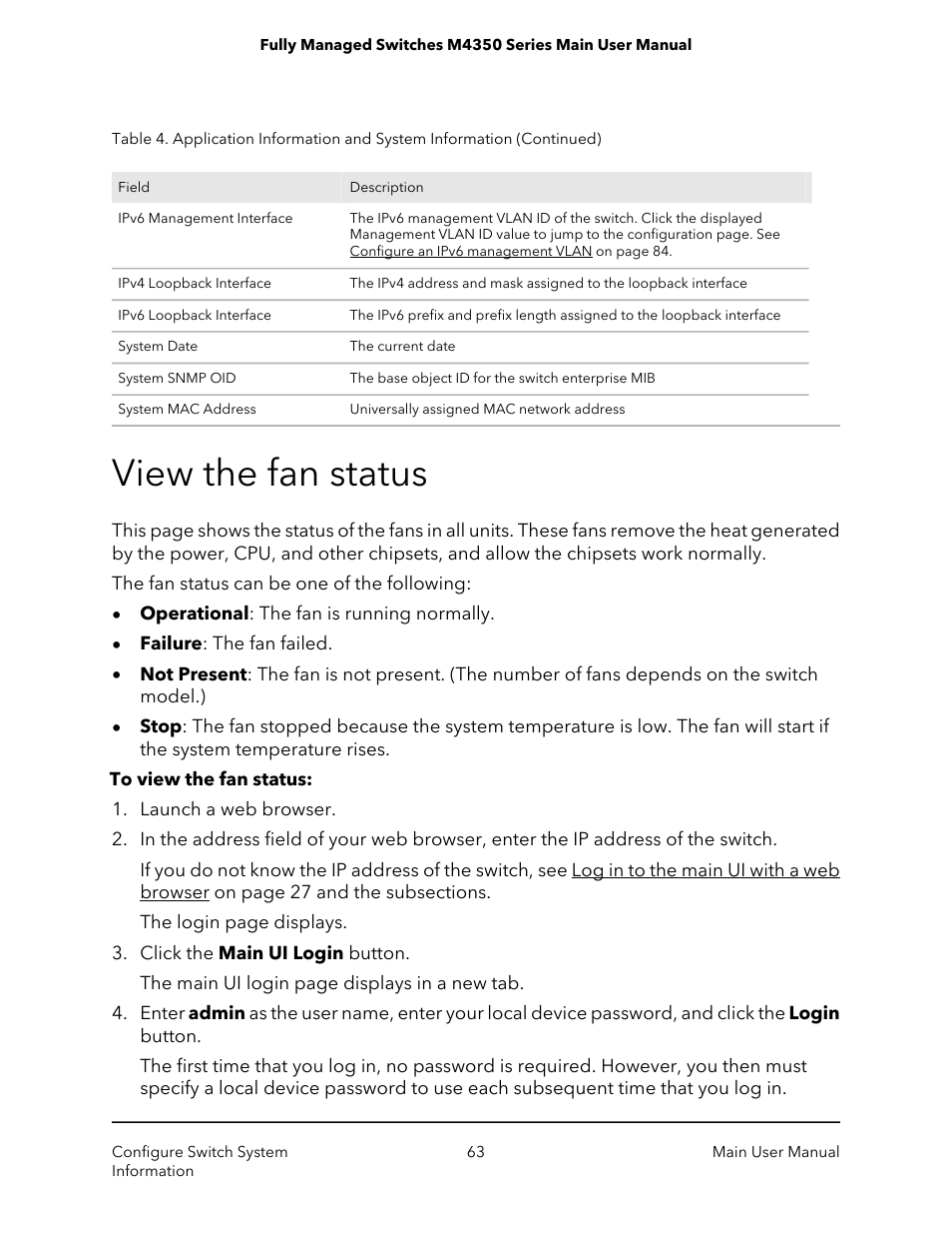 View the fan status | NETGEAR M4350-24F4V 24-Port 10G SFP+ Managed AV Network Switch User Manual | Page 63 / 971