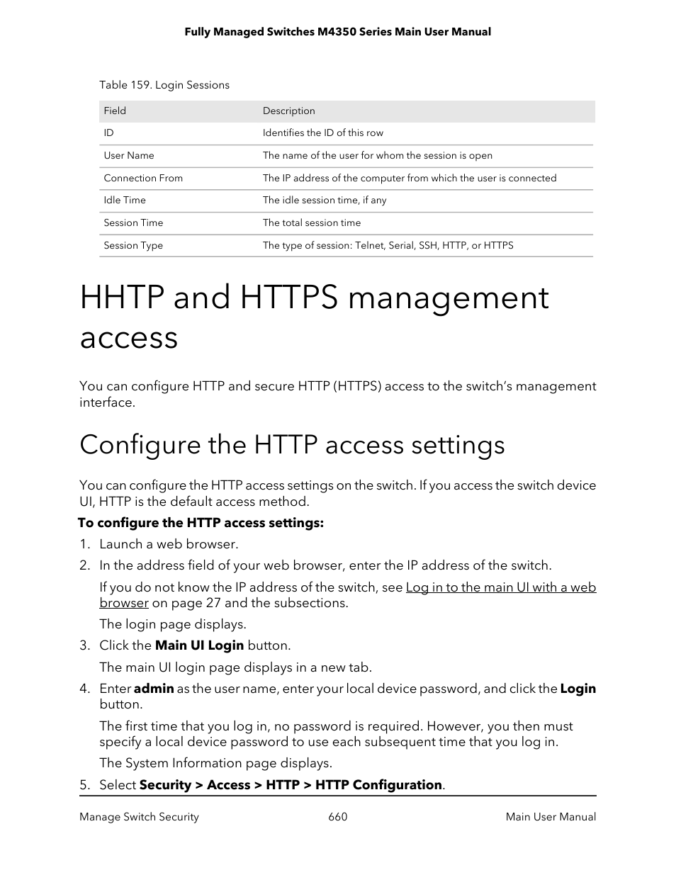 Hhtp and https management access, Configure the http access settings | NETGEAR M4350-24F4V 24-Port 10G SFP+ Managed AV Network Switch User Manual | Page 660 / 971