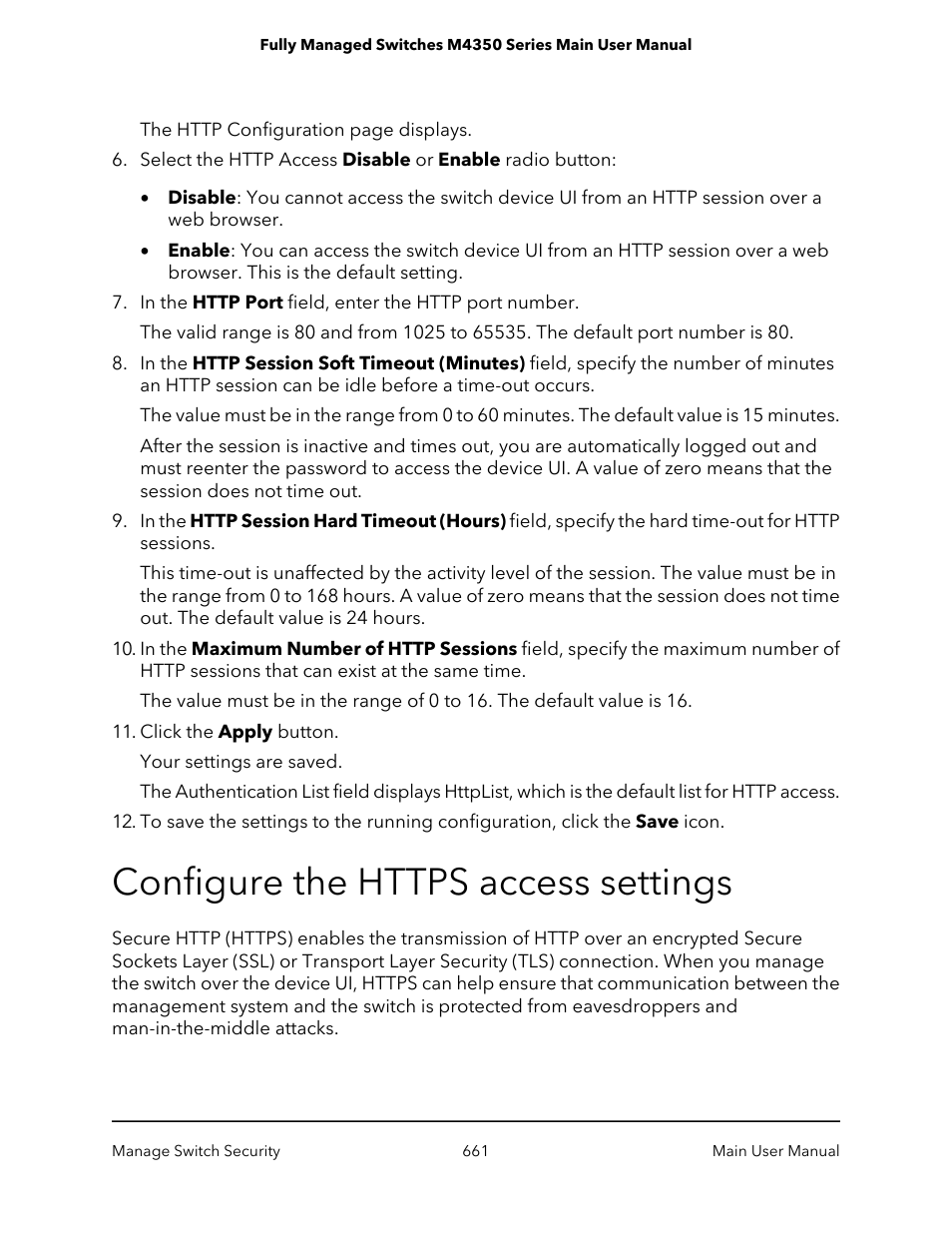 Configure the https access settings | NETGEAR M4350-24F4V 24-Port 10G SFP+ Managed AV Network Switch User Manual | Page 661 / 971