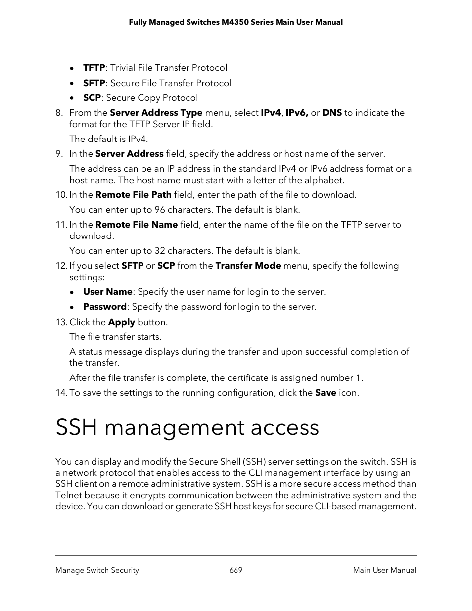 Ssh management access | NETGEAR M4350-24F4V 24-Port 10G SFP+ Managed AV Network Switch User Manual | Page 669 / 971