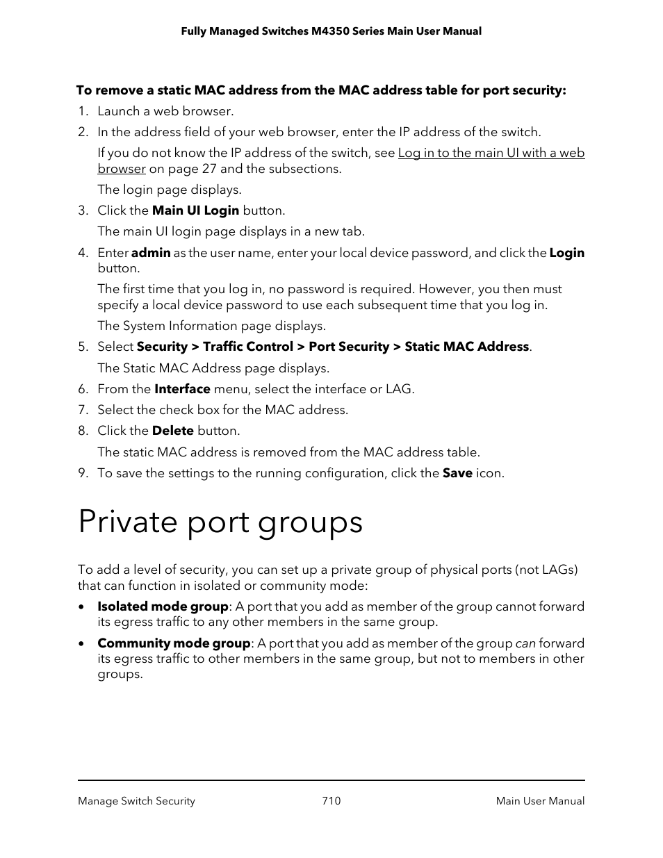 Private port groups | NETGEAR M4350-24F4V 24-Port 10G SFP+ Managed AV Network Switch User Manual | Page 710 / 971