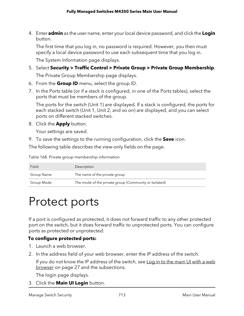 Protect ports | NETGEAR M4350-24F4V 24-Port 10G SFP+ Managed AV Network Switch User Manual | Page 713 / 971