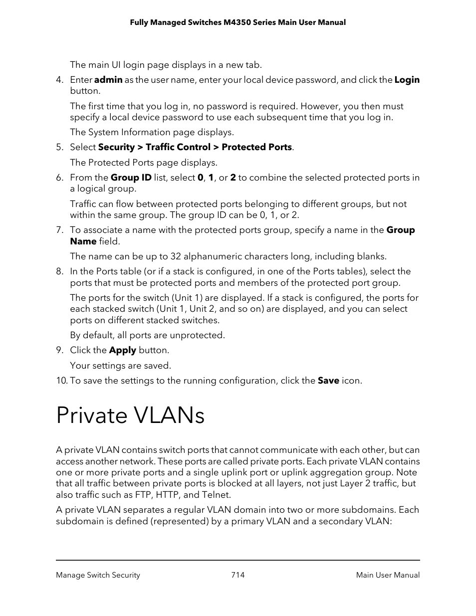 Private vlans | NETGEAR M4350-24F4V 24-Port 10G SFP+ Managed AV Network Switch User Manual | Page 714 / 971