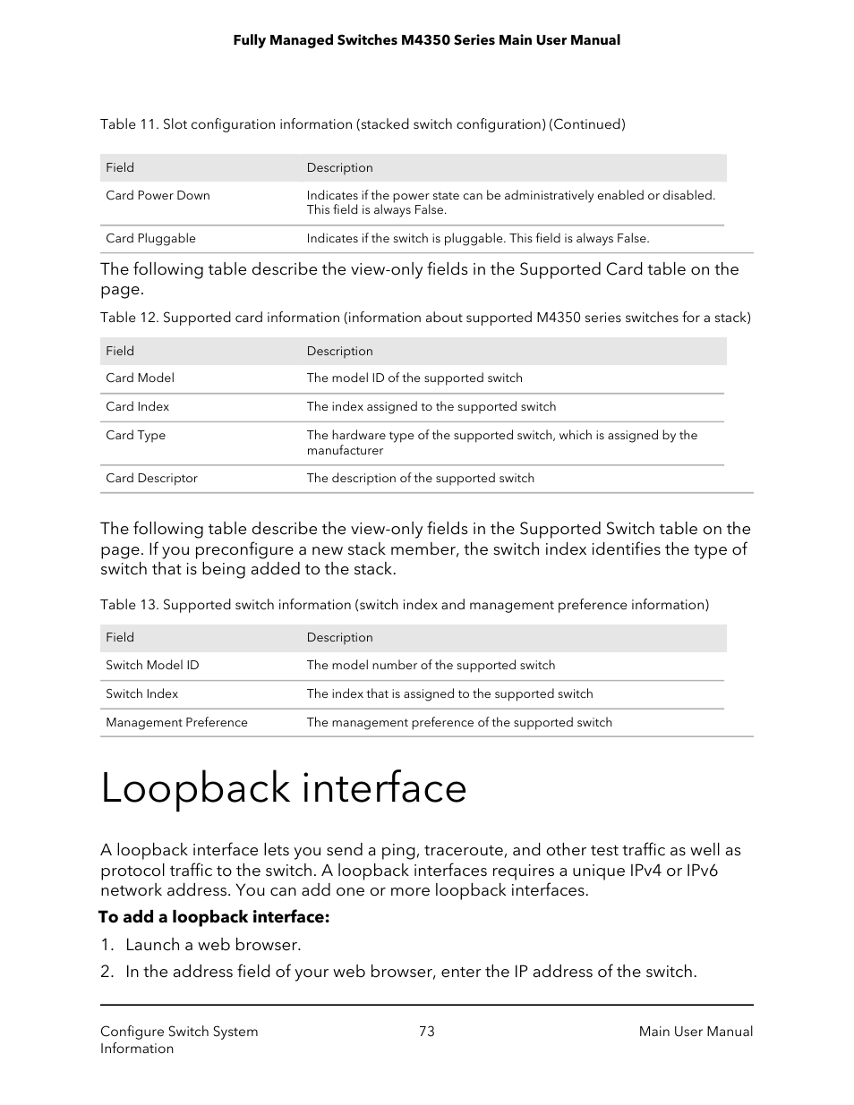 Loopback interface | NETGEAR M4350-24F4V 24-Port 10G SFP+ Managed AV Network Switch User Manual | Page 73 / 971