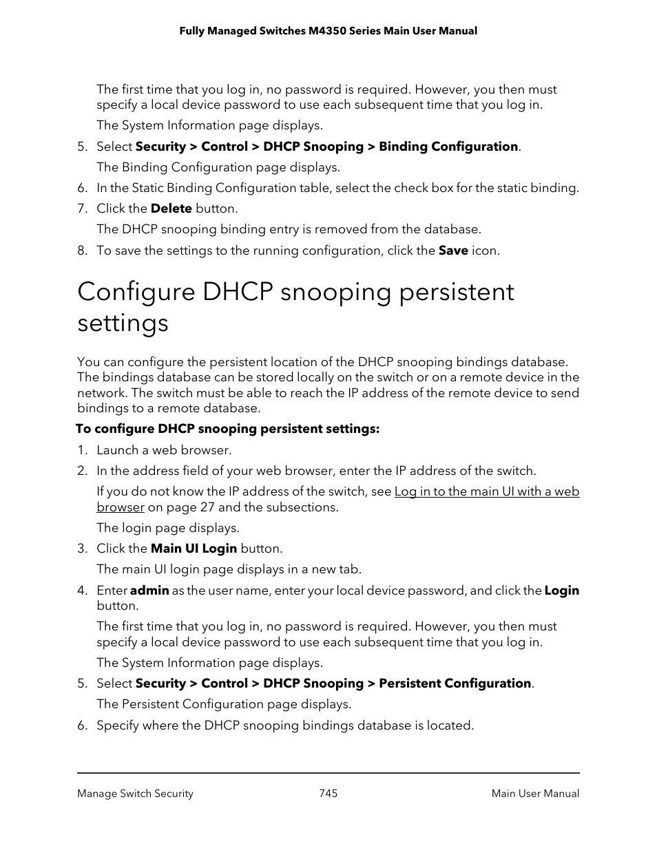 Configure dhcp snooping persistent settings | NETGEAR M4350-24F4V 24-Port 10G SFP+ Managed AV Network Switch User Manual | Page 745 / 971