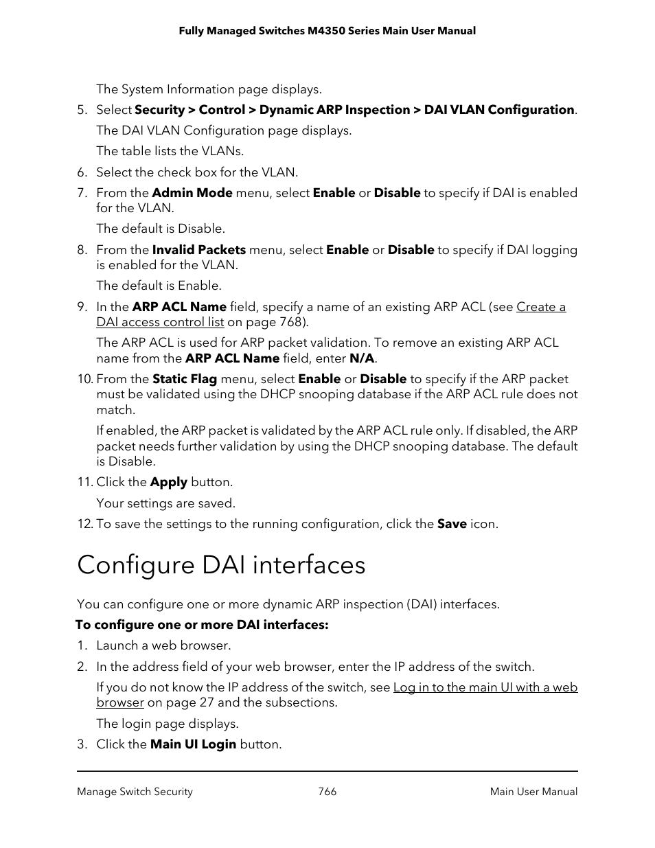 Configure dai interfaces | NETGEAR M4350-24F4V 24-Port 10G SFP+ Managed AV Network Switch User Manual | Page 766 / 971