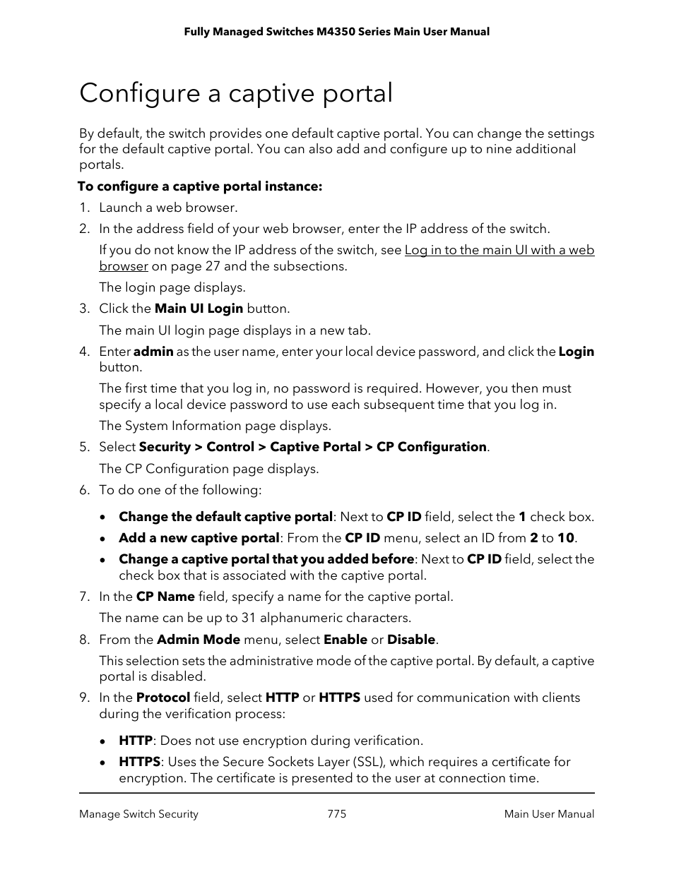 Configure a captive portal | NETGEAR M4350-24F4V 24-Port 10G SFP+ Managed AV Network Switch User Manual | Page 775 / 971