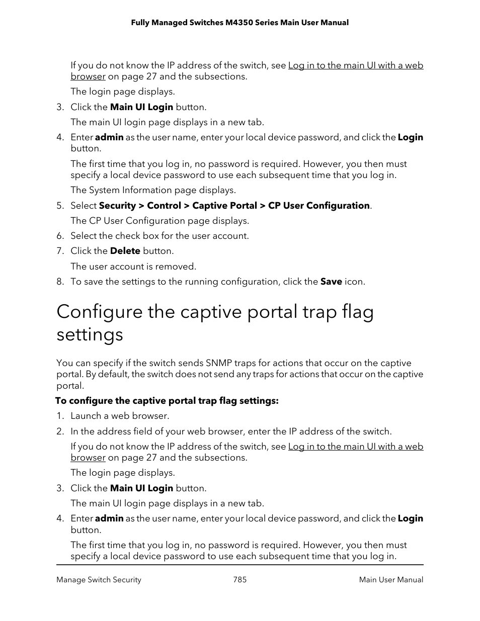 Configure the captive portal trap flag settings | NETGEAR M4350-24F4V 24-Port 10G SFP+ Managed AV Network Switch User Manual | Page 785 / 971