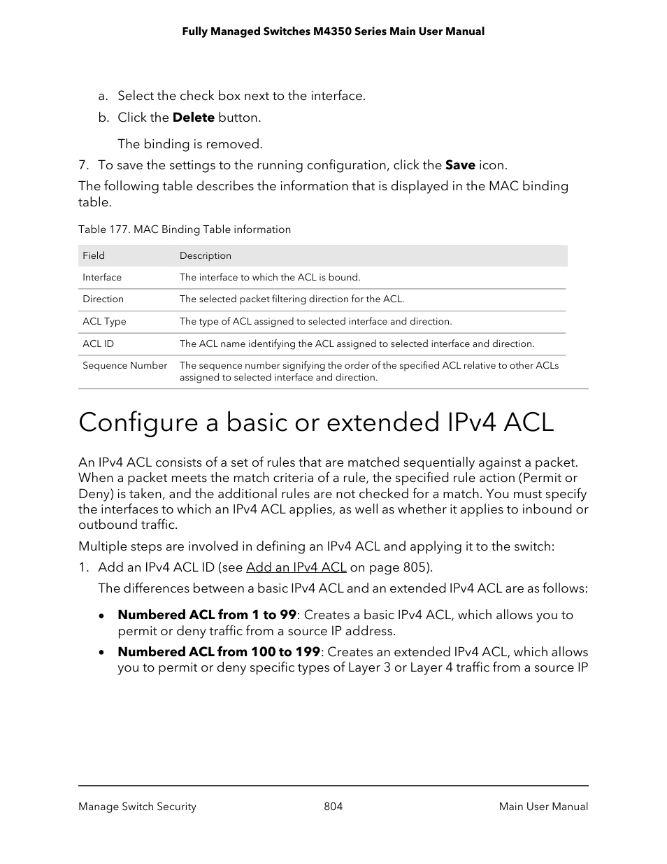 Configure a basic or extended ipv4 acl | NETGEAR M4350-24F4V 24-Port 10G SFP+ Managed AV Network Switch User Manual | Page 804 / 971