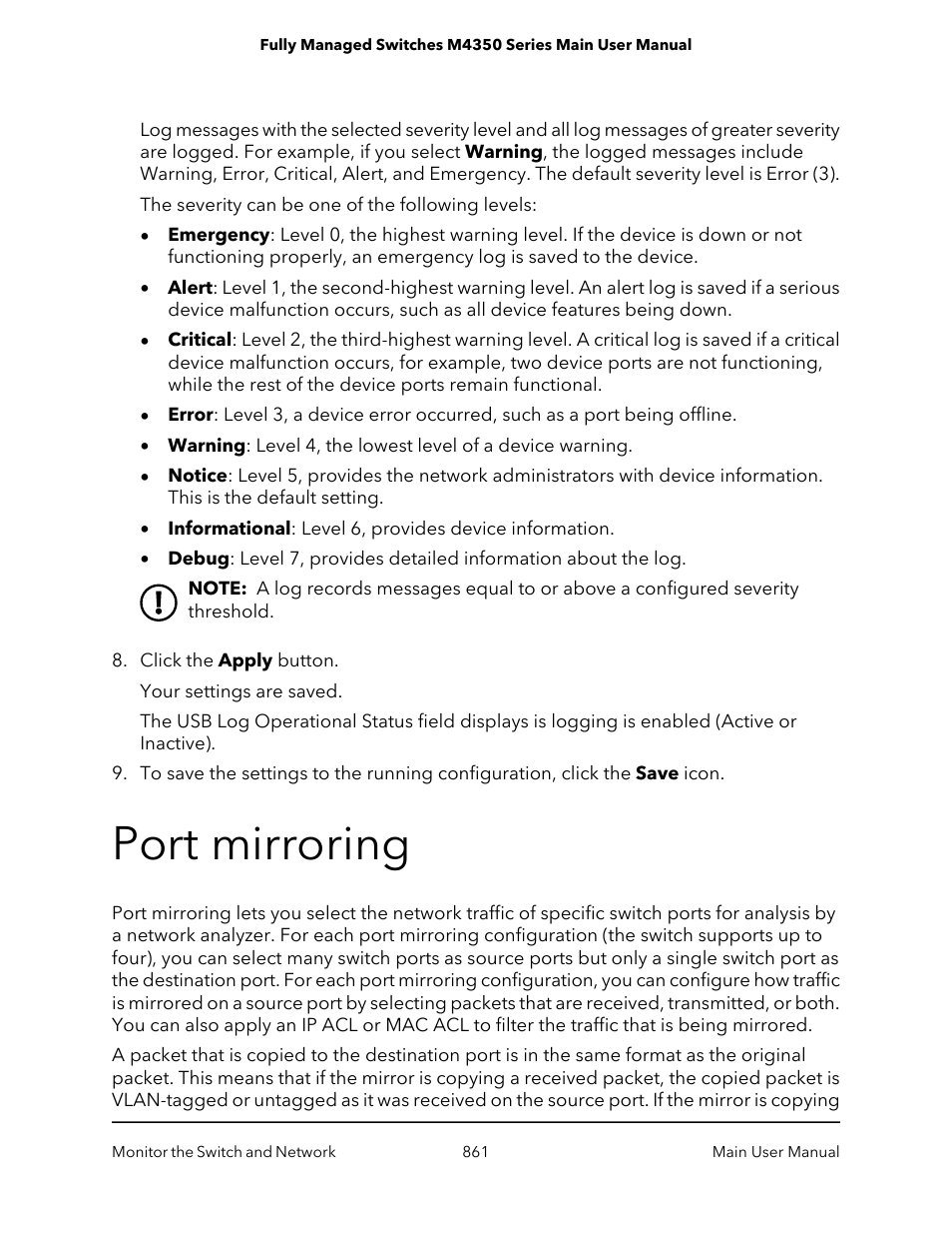 Port mirroring | NETGEAR M4350-24F4V 24-Port 10G SFP+ Managed AV Network Switch User Manual | Page 861 / 971