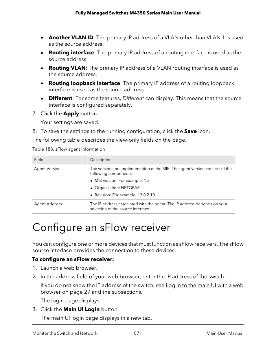 Configure an sflow receiver | NETGEAR M4350-24F4V 24-Port 10G SFP+ Managed AV Network Switch User Manual | Page 871 / 971