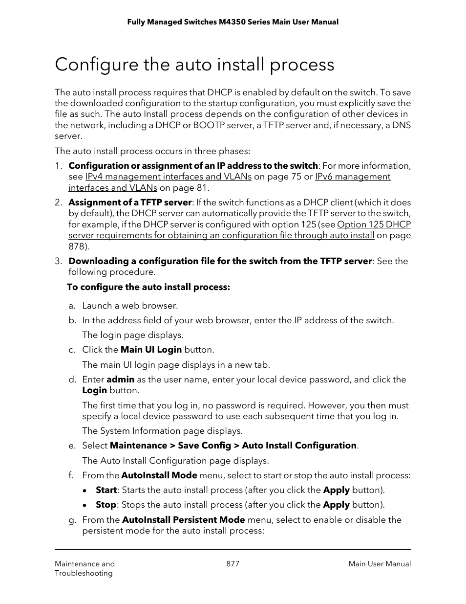 Configure the auto install process | NETGEAR M4350-24F4V 24-Port 10G SFP+ Managed AV Network Switch User Manual | Page 877 / 971