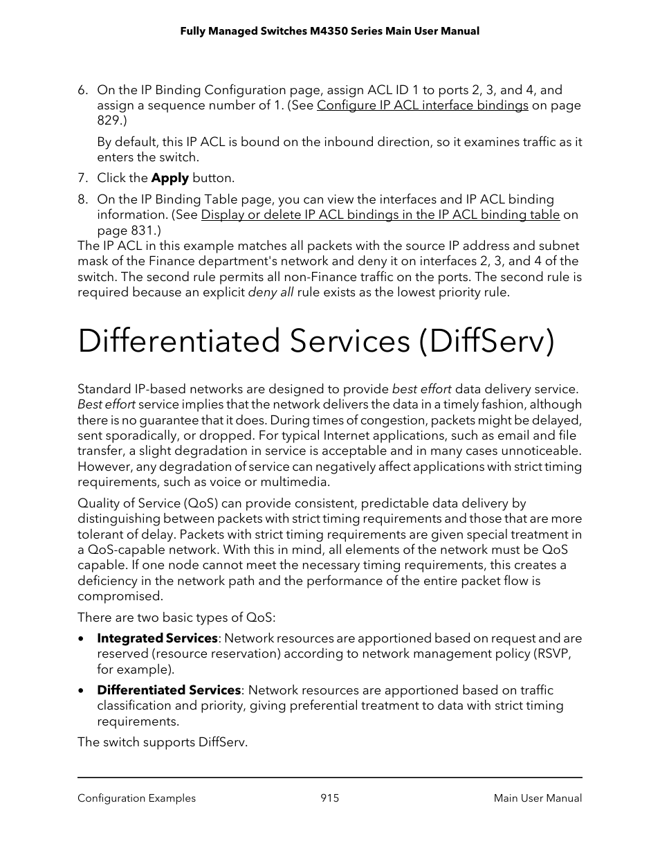 Differentiated services (diffserv) | NETGEAR M4350-24F4V 24-Port 10G SFP+ Managed AV Network Switch User Manual | Page 915 / 971