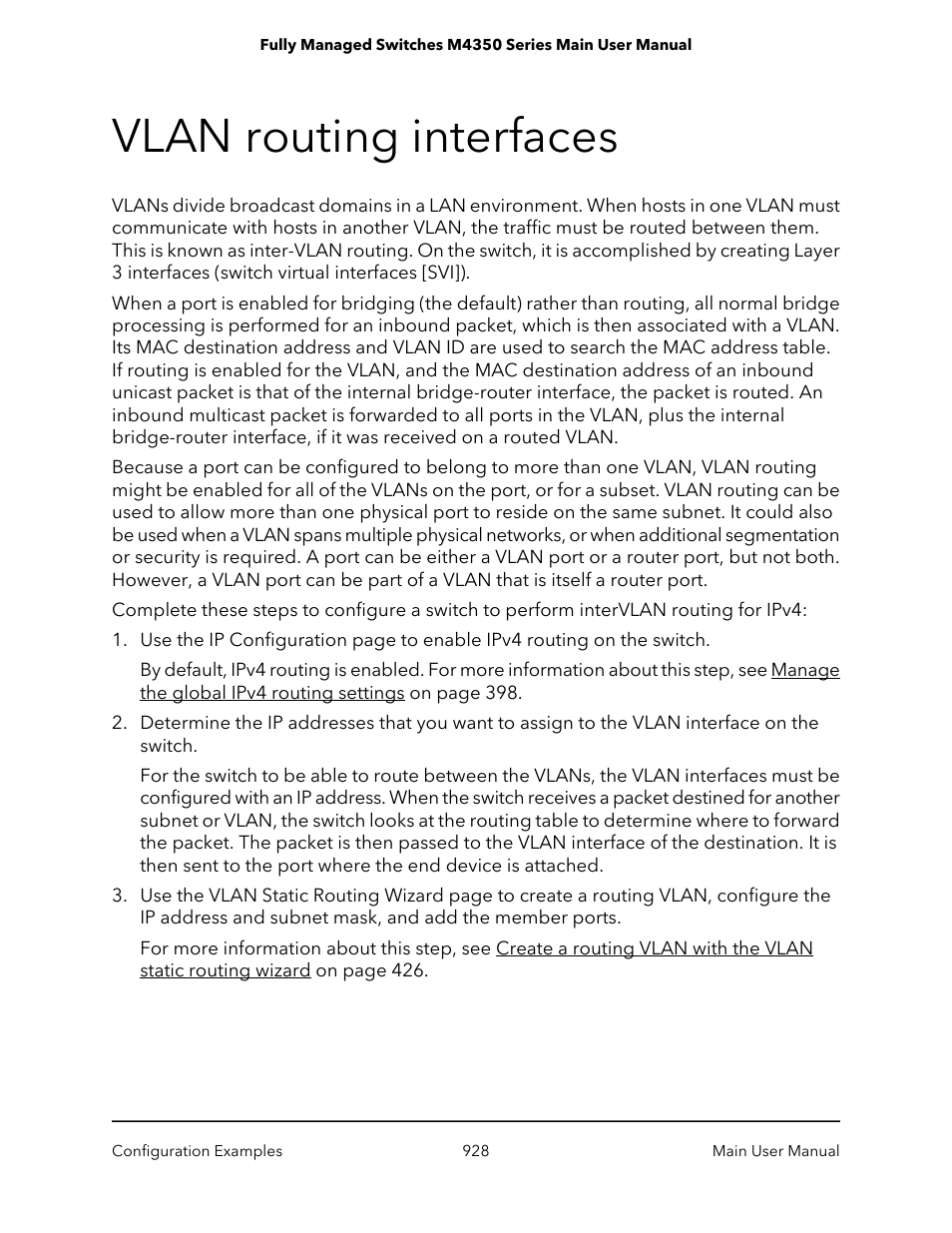 Vlan routing interfaces | NETGEAR M4350-24F4V 24-Port 10G SFP+ Managed AV Network Switch User Manual | Page 928 / 971