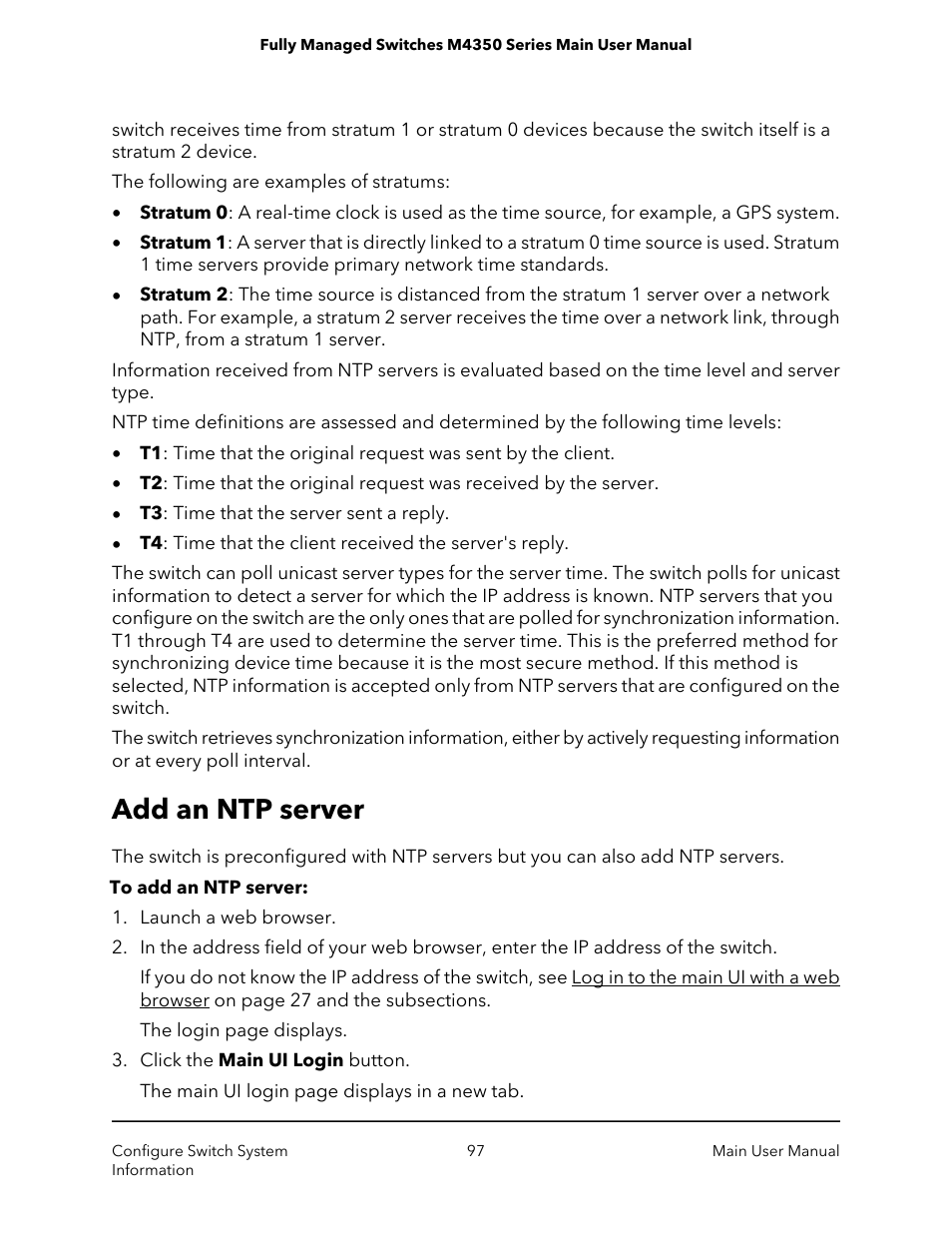 Add an ntp server | NETGEAR M4350-24F4V 24-Port 10G SFP+ Managed AV Network Switch User Manual | Page 97 / 971