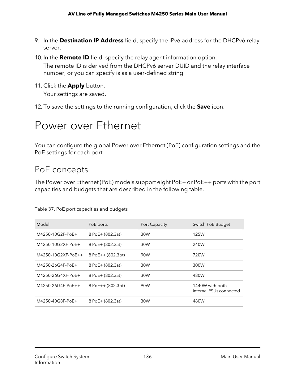 Power over ethernet, Poe concepts | NETGEAR AV Line M4250 GSM4210PX 8-Port Gigabit PoE+ Compliant Managed AV Switch with SFP (220W) User Manual | Page 136 / 826