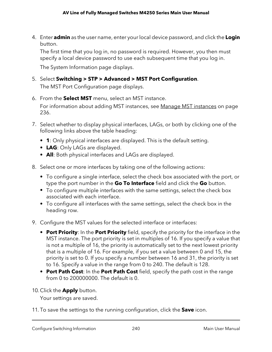 NETGEAR AV Line M4250 GSM4210PX 8-Port Gigabit PoE+ Compliant Managed AV Switch with SFP (220W) User Manual | Page 240 / 826