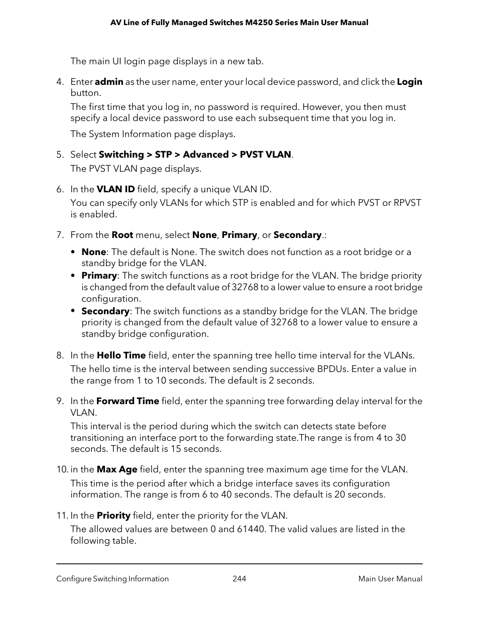 NETGEAR AV Line M4250 GSM4210PX 8-Port Gigabit PoE+ Compliant Managed AV Switch with SFP (220W) User Manual | Page 244 / 826