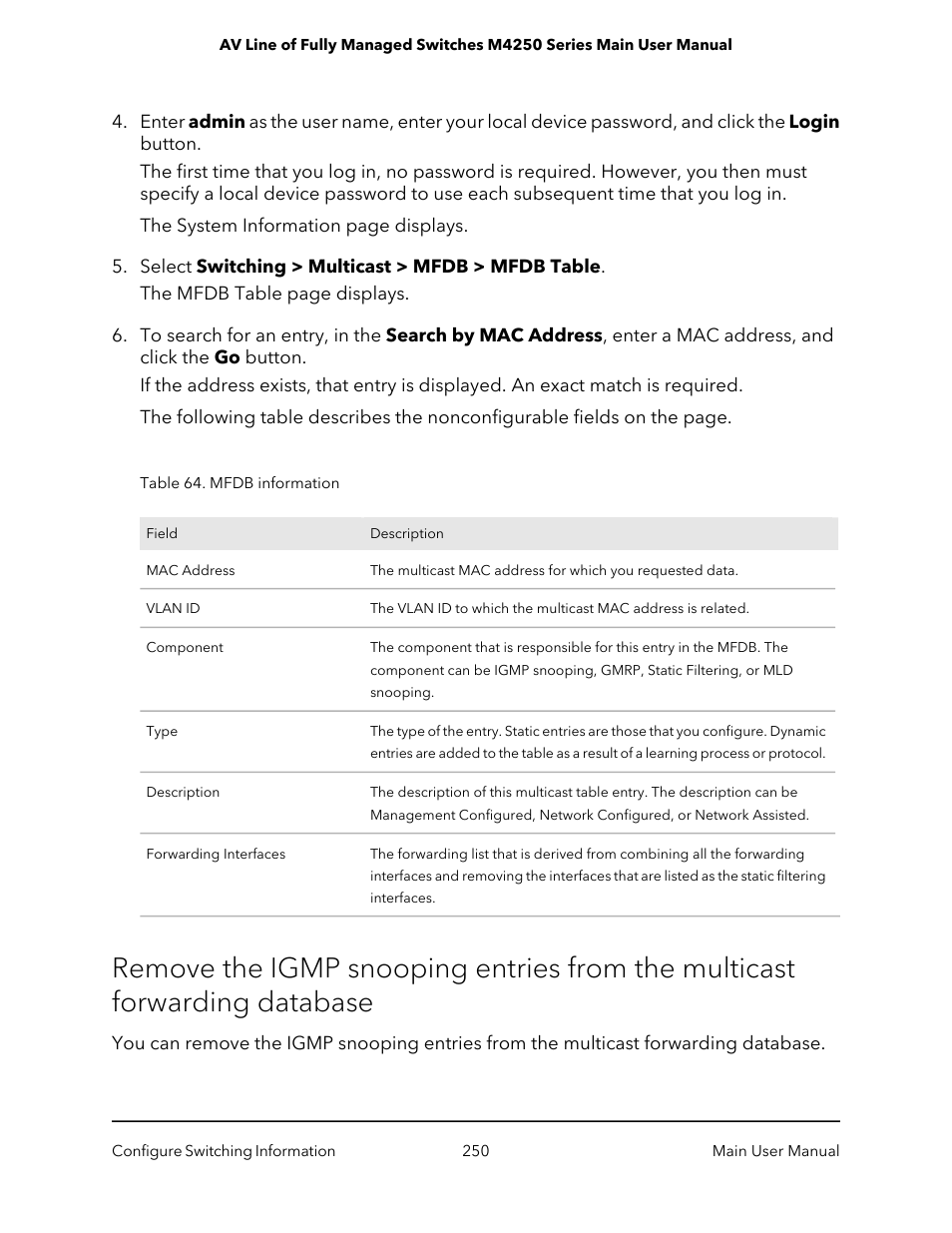 NETGEAR AV Line M4250 GSM4210PX 8-Port Gigabit PoE+ Compliant Managed AV Switch with SFP (220W) User Manual | Page 250 / 826