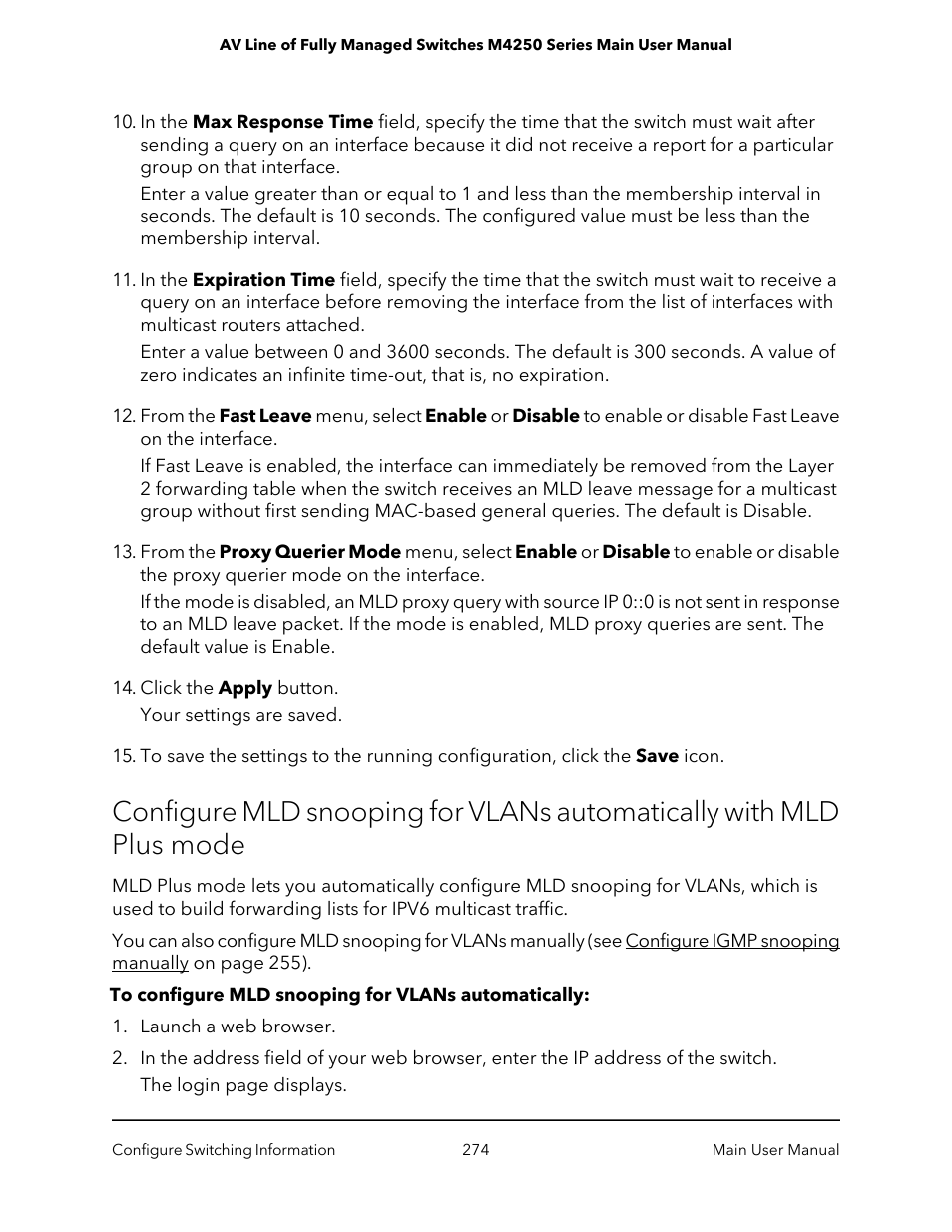 NETGEAR AV Line M4250 GSM4210PX 8-Port Gigabit PoE+ Compliant Managed AV Switch with SFP (220W) User Manual | Page 274 / 826