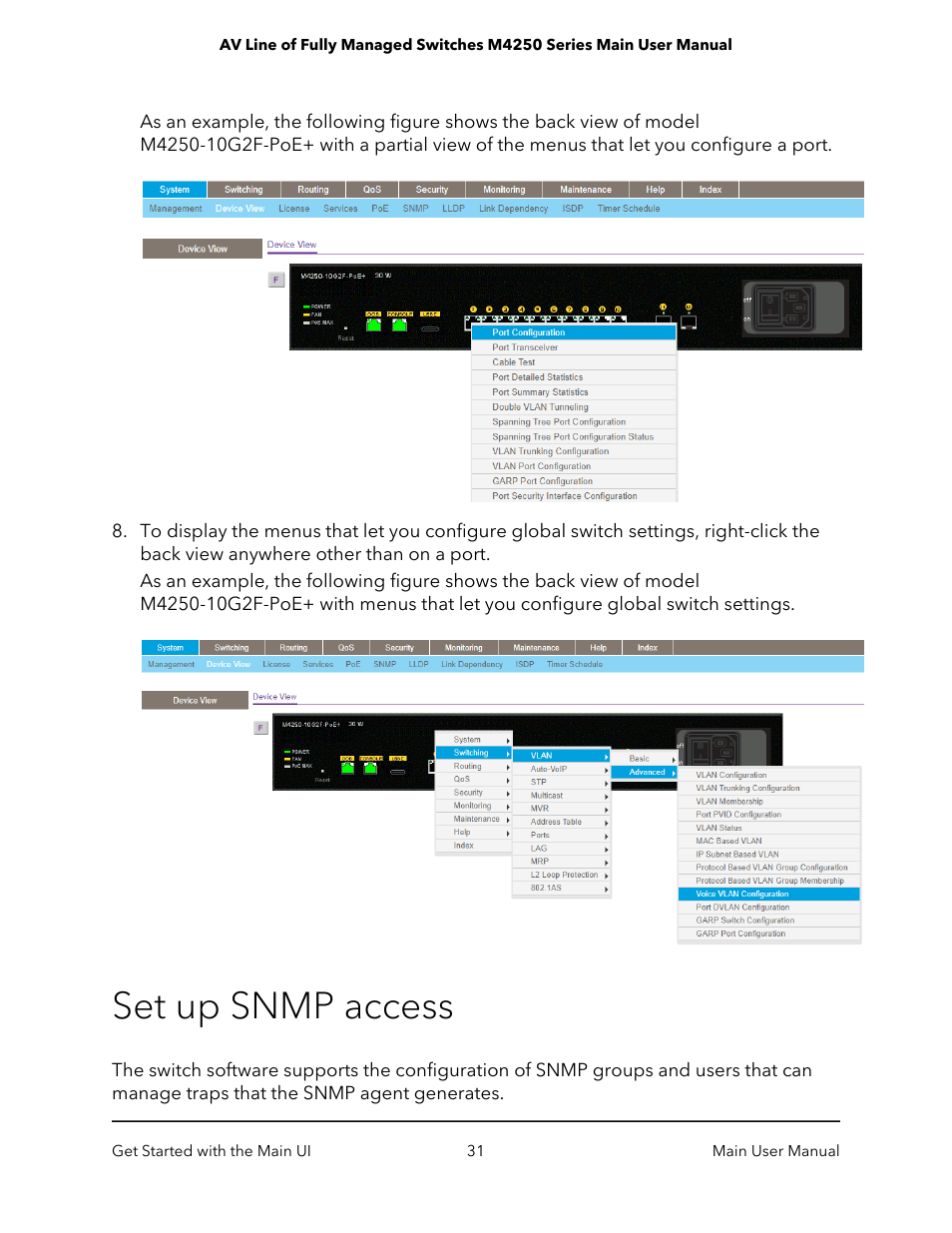 Set up snmp access | NETGEAR AV Line M4250 GSM4210PX 8-Port Gigabit PoE+ Compliant Managed AV Switch with SFP (220W) User Manual | Page 31 / 826