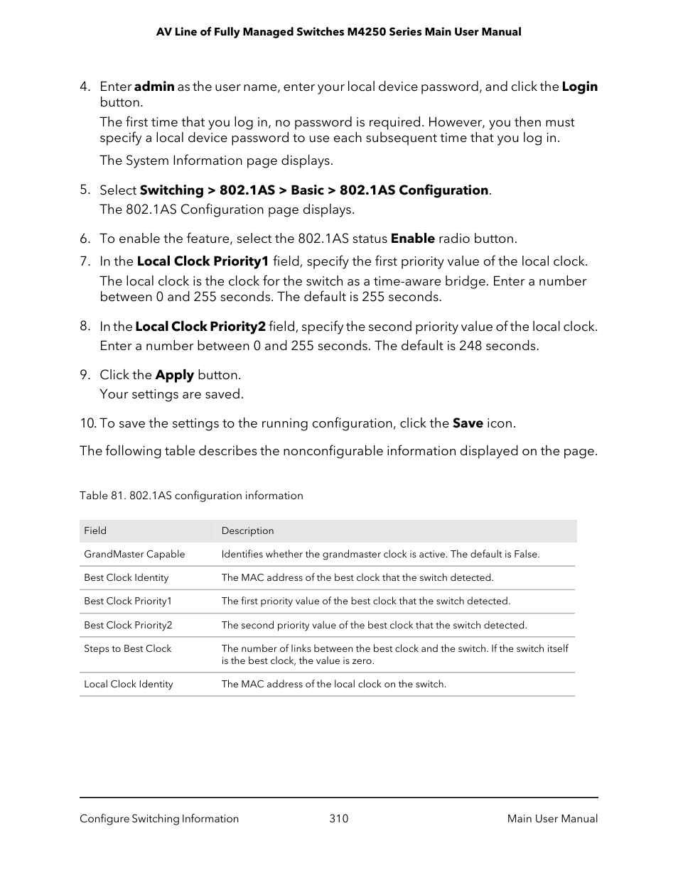 NETGEAR AV Line M4250 GSM4210PX 8-Port Gigabit PoE+ Compliant Managed AV Switch with SFP (220W) User Manual | Page 310 / 826